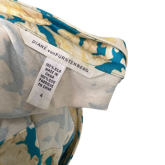 Diane Von Furstenberg TOBY Silk Jersey Wrap Dress Turquoise Barrier Reef Size 4 - Picture 3 of 8